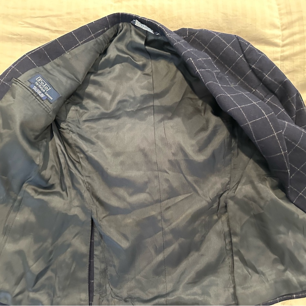 Ralph Lauren Polo double breasted navy windowpane 100% wool grandpa Blazer - Picture 5 of 10
